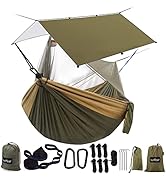 Sunyear Hammock Camping with Rain Fly Tarp and Net, Portable Camping Hammock Double Tree Hammock ...