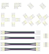 MIWISE 10mm Connectors Kit for 4-Pin RGB COB LED Strip,L-Shaped/Corner/T-Shaped/Cross Connectors,...