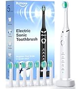 Bymore Electric Toothbrush for Adults,Travel Sonic Toothbrush with 8 Replacement Heads, Ultra Cle...