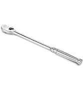 DURATECH 3/8-Inch Drive Ratchet, 90-Tooth Ratchet Wrench with 12" Extra Long Handle and Enclosed ...
