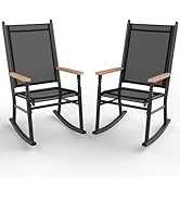 Shintenchi Outdoor Rocking Chairs Set of 2,Upgraded High Back Patio Rocking Chair Set,Breathable ...