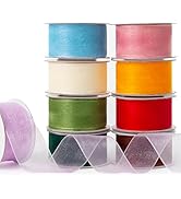 Mlurcu Organza Ribbon 1" x 90Yds Bulk Assorted Sheer Ribbons Set Colored Ribbon Clear Chiffon Tul...