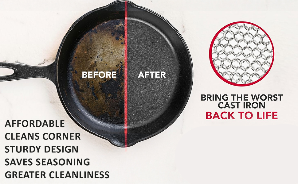 cast iron skillet cleaner scrubber