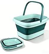 GIMWA Collapsible Foot Bath Basin for Soaking Feet, Foldable Foot Soak Tub with Handles and Massa...