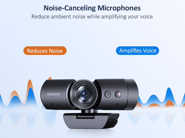 The webcam&amp;#39;s microphone can reduce noise and deliver clear sound.