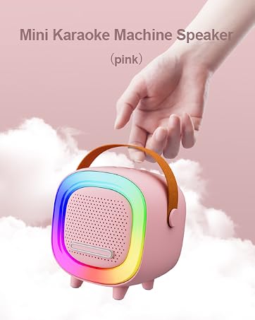 Mini Karaoke Machine Speaker for Kids Adults, Portable Bluetooth with 1 or 2 Wireless Microphones