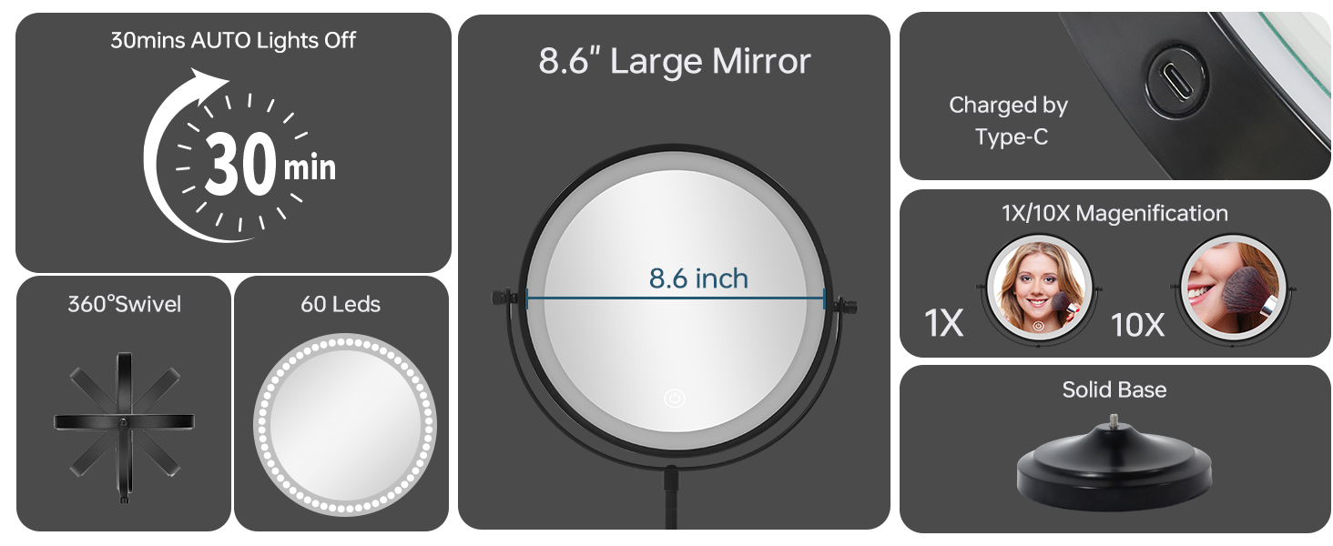 Height Adjustable Makeup Mirror