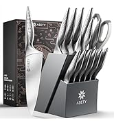 Kitchen Knife Sets with Block - Ultra Sharp Knives Set for Kitchen, 15 PCS Stainless Steel Knife ...
