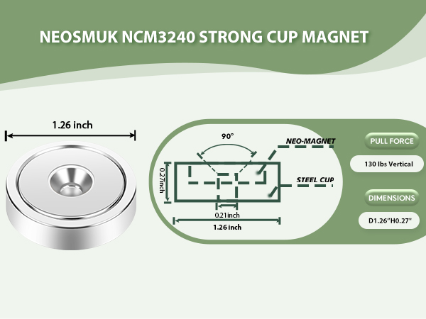 Size of Neosmuk super strong cup magnets