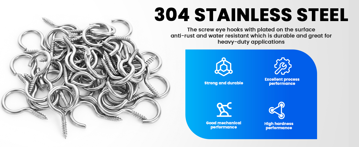 304 Stainless Steel Screw-in Hooks
