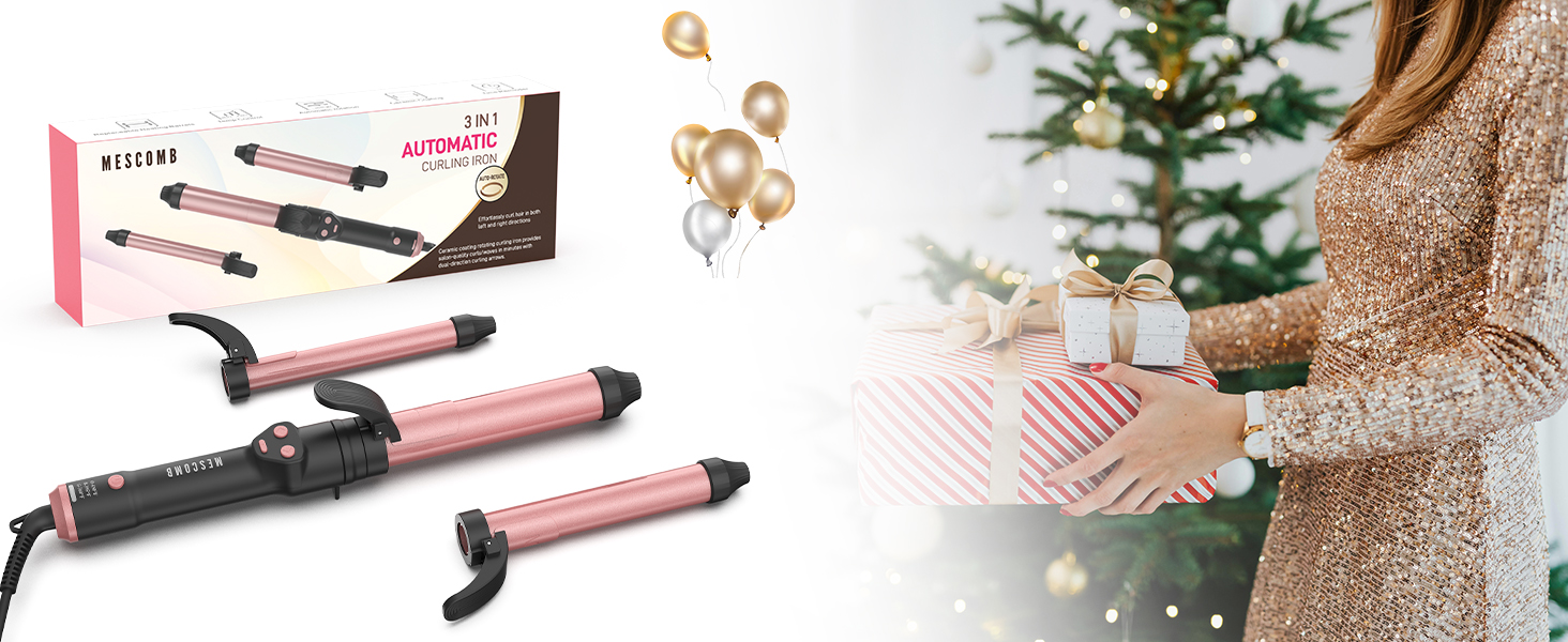 gift curling iron set curling wand rotating curling iron automatic curling iron for women teens