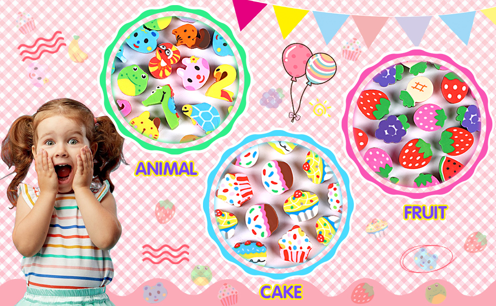 animal,fruit cake sweet erasers