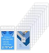 Wisdompro 10 Pack Badge Holder, Double-Sided 2 Card Slot Waterproof Flexible and Soft Clear PVC I...