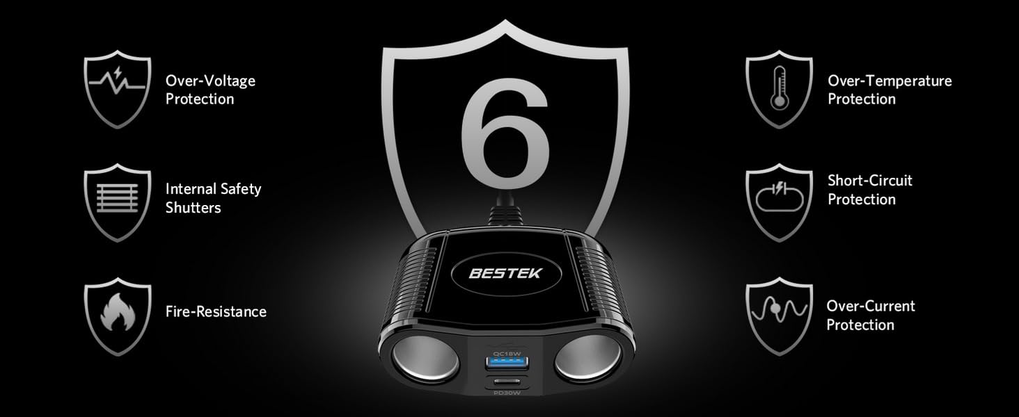 BESTEK Cigarette Lighter Splitter Adapter