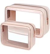 PACKISM TSA Approved Toiletry Bag - 2 Pack Upgrade Color-Edged Clear Makeup Bags, Clear Toiletry ...