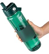 Fanhaw 32 oz Clear Water Bottle with Straw Lid - Tritan, BPA-Free, Lightweight, Wide Mouth, Leak-...