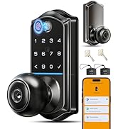 Veise VE018 Smart Knob Handle Lock - Fingerprint, App Control, Keyless Entry for Front Door and B...