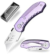 Vickay Folding Utility Knife, Box Cutter with 5 SK5 Quick Change Blades, Safety Axis Lock Design ...