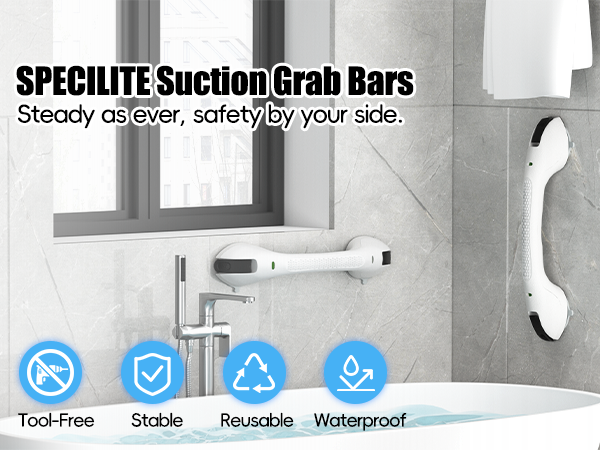 SPECILITE Suction Grab Bars Tool-Free Stable Reusable Waterproof