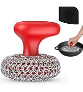 Purgreat Cast Iron Scrubber | Dish Scrub Brush | 316 Cast Iron Cleaner Chainmail Scrubber for Pan...