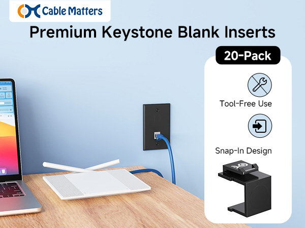 Cable Matters keystone blank insert for keystone wall plates and patch panels