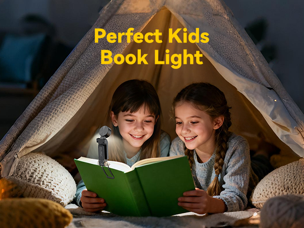 Perfect kids clip on reading light, safe, soft, and easy to use for bedtime reading and learning