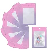 Svaldo Pink Purple Resealable Bags for Small Business, Pack of 100, Small Sample Bags for Jewelry...