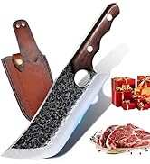 DRGSKL Hand Forged Meat Cleaver Knife Fathers Butcher Knives for Meat Cutting Full Tang Chef Knif...