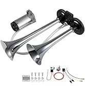 150DB Air Train Horn kit for Car, Banhao Super Loud Twin Tone Chrome Plated Zinc Dual Trumpet wit...