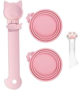chuyouan 4pcs gray Pet Food Can Supplies Set,Silicone Cat Dog Food Can Lids Spoons with Multi-Fun...