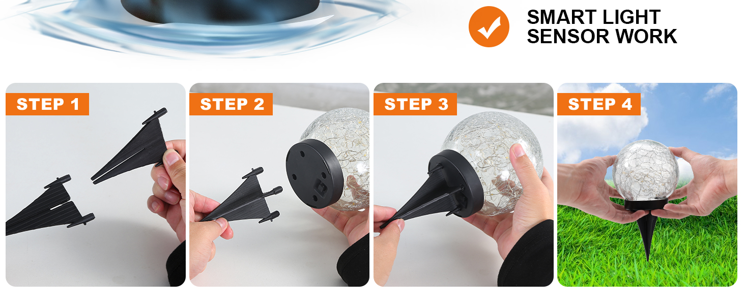 Solar Globe Lights Outdoor Waterproof