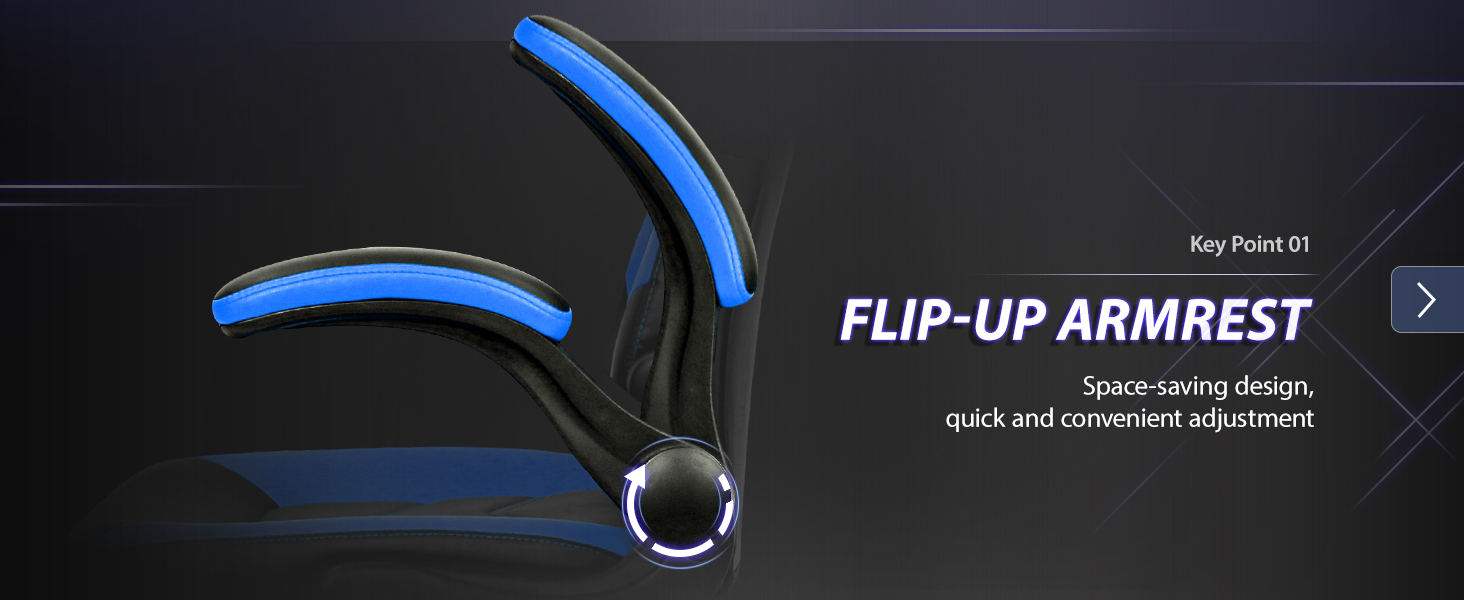Adjustable chair with flip-up armrests for space saving