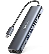 USB C Hub Multiport Adapter, Dockteck 7-in-1 USB-C Hub with 4K 60Hz, 1Gbps Ethernet, 100W Power D...