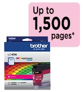Brother Genuine LC406M Standard Yield Magenta Ink: Up to 1,500 pages*