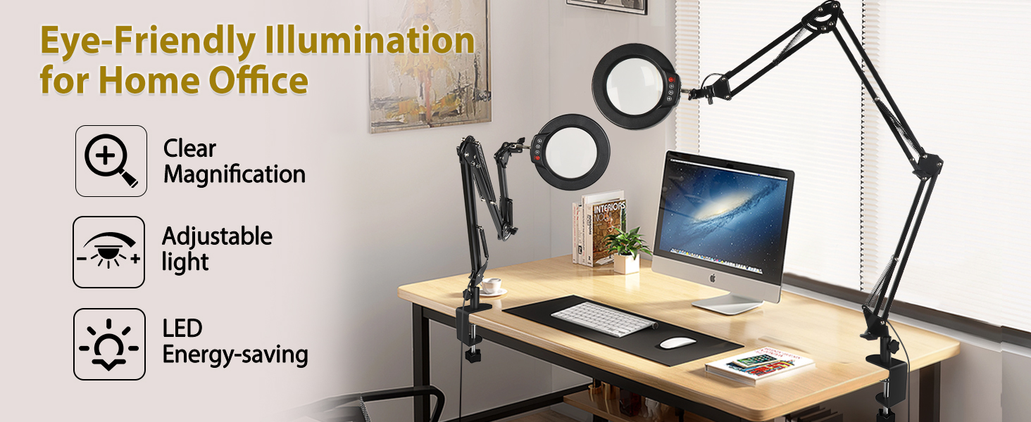 Ultra Long 3 Section Swing Arm LED Desk Lamp