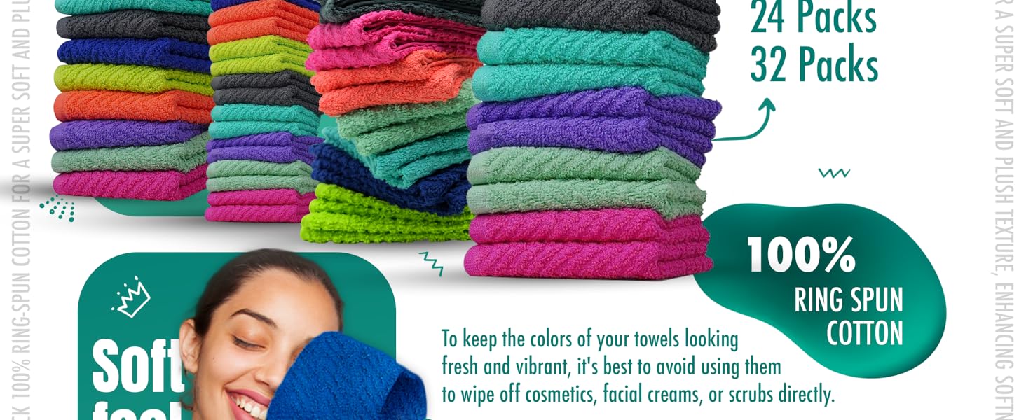 zig zag multicolor washcloth, zig zag multicolors , pack of 8, pack of 16, pack 0f 24, pack of 32
