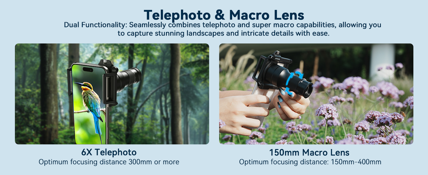 6X telephoto lens &amp;amp; 150mm macro lens