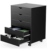 Sweetcrispy 5 Drawer Chest Mobile Storage Cabinets Small Wooden Dresser with Wheels Room Organiza...