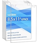 Ludery Acrylic Sign Holder 8.5 x 11 Vertical, Wall Mount Document Holder, Clear Plastic Picture F...