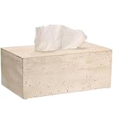 Sumnacon Rectangular Tissue Box Cover Natural Travertine Tissue Cover with Pads,Heavy Duty Stone ...