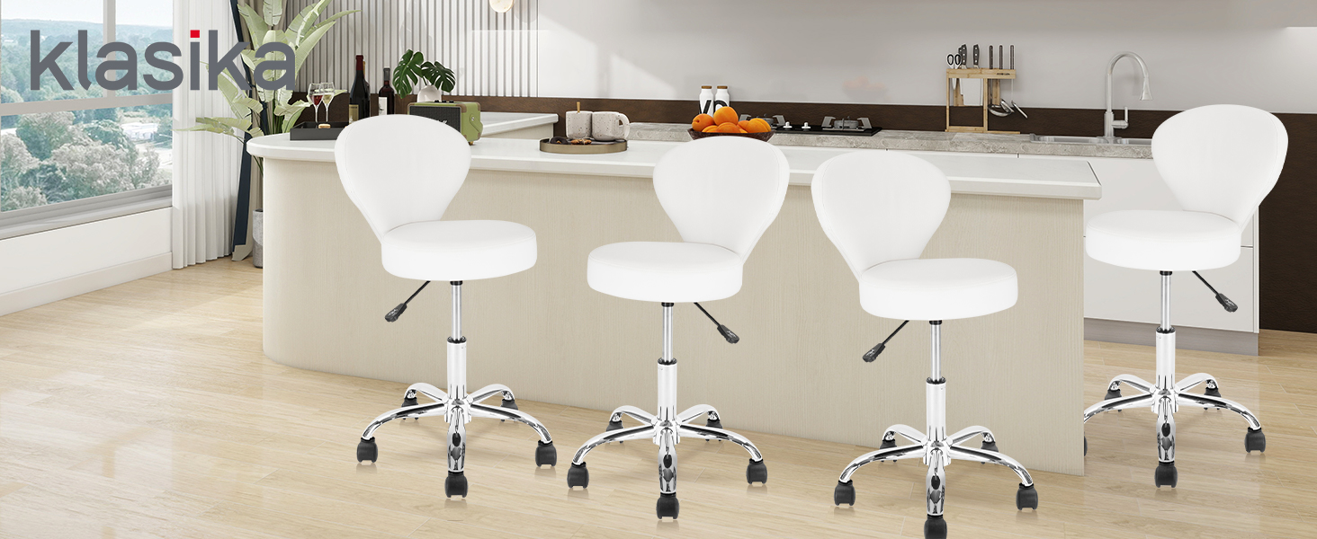 Rolling Swivel Salon Stool Chair with Back Support Adjustable