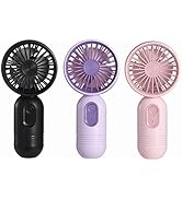 Mini Portable Fan 3 Pack, Cute Handheld Fan Battery Operated Lightweight Small Personal Fan with ...