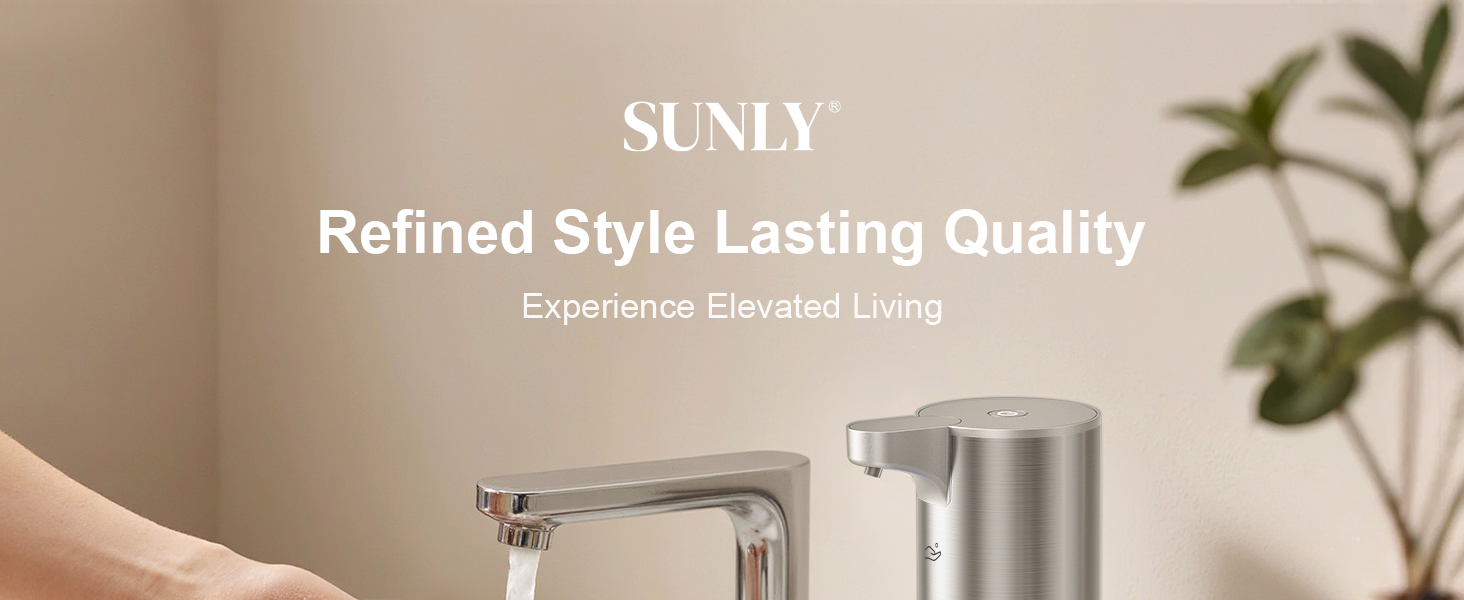 Stainless steel automatic soap dispenser for everyday home use, clean look and safe by sink.