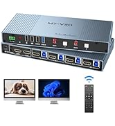 MT-VIKI 4K Seamless KVM HDMI Matrix Switch 4 in 2 Out w/Mouse Switching &amp; 3.5mm Audio &amp; IR Remote...