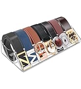 Acrylic Belt Organizer, FODIENS 7 Compartments Belt Storage Holder for Closet Drawer, Clear Belt ...