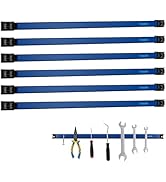 Themethla 24" Magnetic Tool Holder Strip, 6 Pieces Blue Metal Tool Organizer Rack with Stainless ...