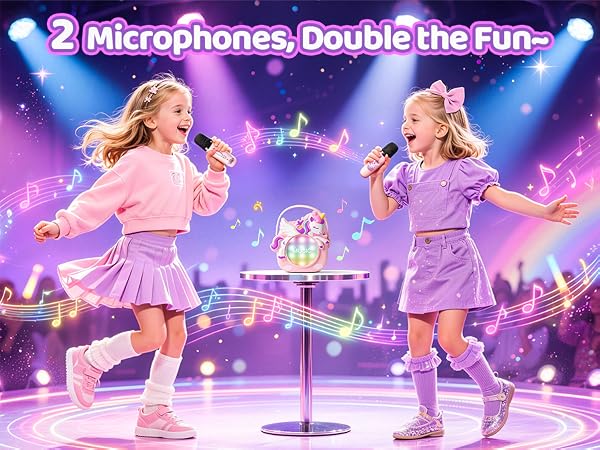kids karaoke machine for kids microphone mini unicorn gifts for girls 4-6 gifts for 4 year old girl