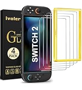 ivoler 4-Pack Tempered Glass Screen Protector Designed for Nintendo Switch 2 2025 with [Alignment...