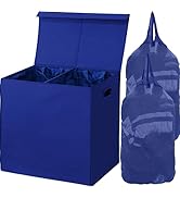 Simple Houseware Double Laundry Hamper with Lid and Removable Bags, Dark Blue