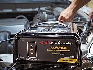 Car battery charger is a 3-in-1 device that charges, maintains, and desulfates batteries.